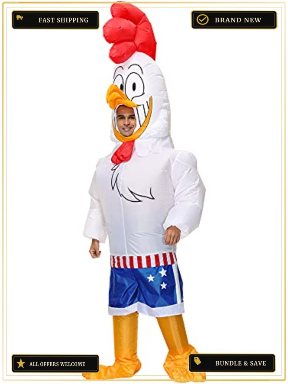 Adult Inflatable Chicken Costume Unisex Blow Up Halloween Cosplay